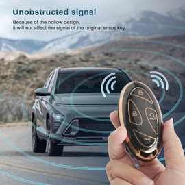 BIXUAN SX2 2024 Car Key Case Cover Compatible with Hyundai ioniq 6 2024 Kona SX2 2024 5-Button TPU Key Ring Accessories Original Black