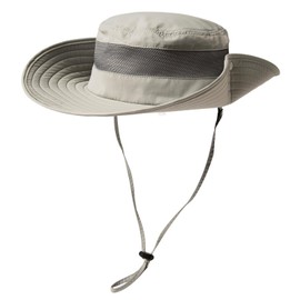 Summer Mesh Bucket Sun Hats for Men Big Head Wide Brim Boonie Safari Waterproof Beach UPF50+ Fishing Hiking Light Grey