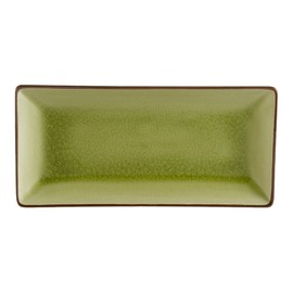 CAC China Japanese Style 11-1/2-Inch by 6-1/2-Inch Golden Green Rectangular Platter, Box of 12