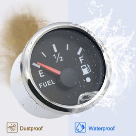 Geloo 52MM Digital Fuel Gauge 240-33ohm Fuel Gauge for Boat Marine Fuel Gauge Waterproof Motorcycle Fuel Tank Level Gauge Level Meter with Multi-Backlight for Boat Car Truck 12 24V Fuel Lever Gauge
