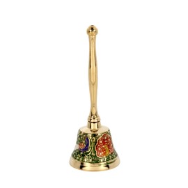 Solid Brass Hand Bell, 5 x 2 inch. Tall with a Clear Bright Sound Call Bell Service Bell for Church, School, Wedding, Office and Home Green