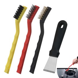 SULIUDAJI Set of 3 Wire Brush, Wire Brush Set, Comes with Straight Shovel, Stainless Steel Brass and Nylon Bristles, Small Wire Brushes for Cleaning Welding Slag, Dirt and Rust