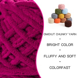 Plush Chenille Chunky Yarn 100g (49.2yd) - Fluffy Velvet Yarn Crochet for Blanket Knitting and Crocheting - Baby Yarn for Crocheting Soft - Amigurumi Yarn (Angola Red)
