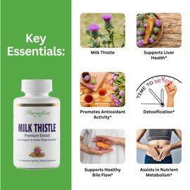 Paradise Herbs Milk Thistle, Active Whole Spectrum Extract, Super Potent, Ultra Pure, Vegan, Non GMO, Gluten Free, 120 Vegetarian Capsules
