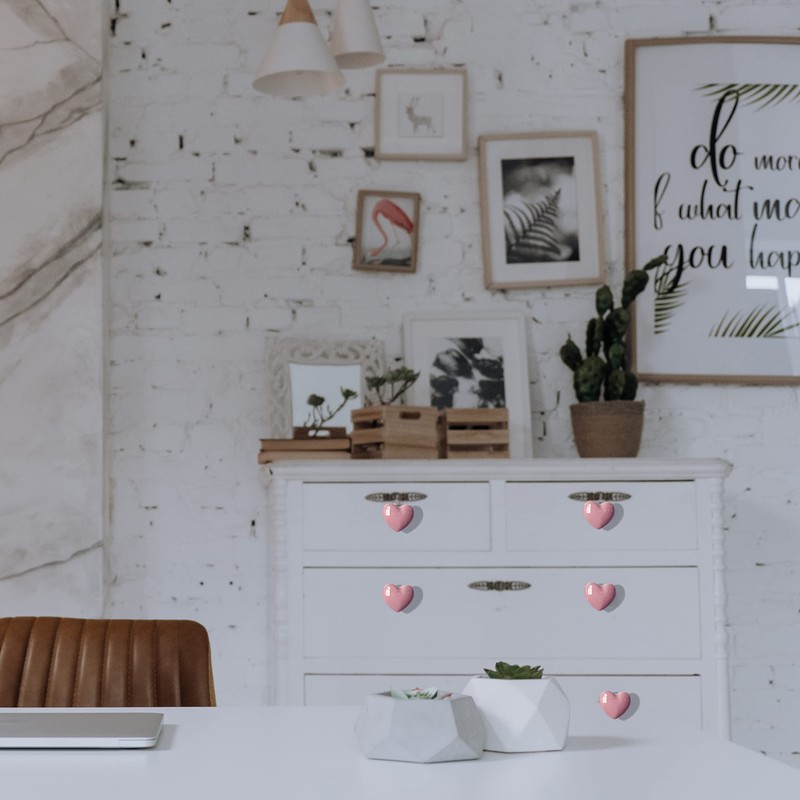 Perphin Ceramic Drawer Knobs Heart Shape Cabinet Dresser Pulls Handles