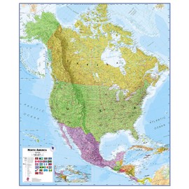 Maps International Large Political North America Wall Map - Laminated - 48 x 36