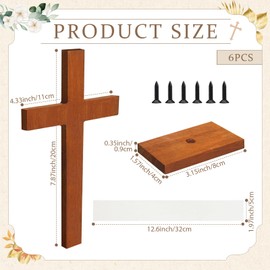 6 Pieces Wooden Cross Table Decoration Wedding Wooden Crosses Small Wooden Cross Standing Centerpieces Wood Cross Sign Tabletop for Nativity Church Sunday School First Communion Baptism Decorations