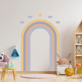 Nubeluz Rainbow Wall Decal for Kids - Peel and Stick Wall Decals for Playroom, Nursery, and Bedroom Decor - Large Rainbow Wall Stickers, Easy Removable Wall Murals for Girls and Boys (71x46)