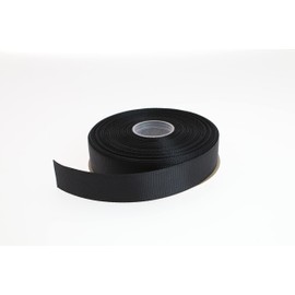 DXEUD Solid Grosgrain Ribbon 25 Yard Each Roll 100% Polyester Woven Edge (1", Black)