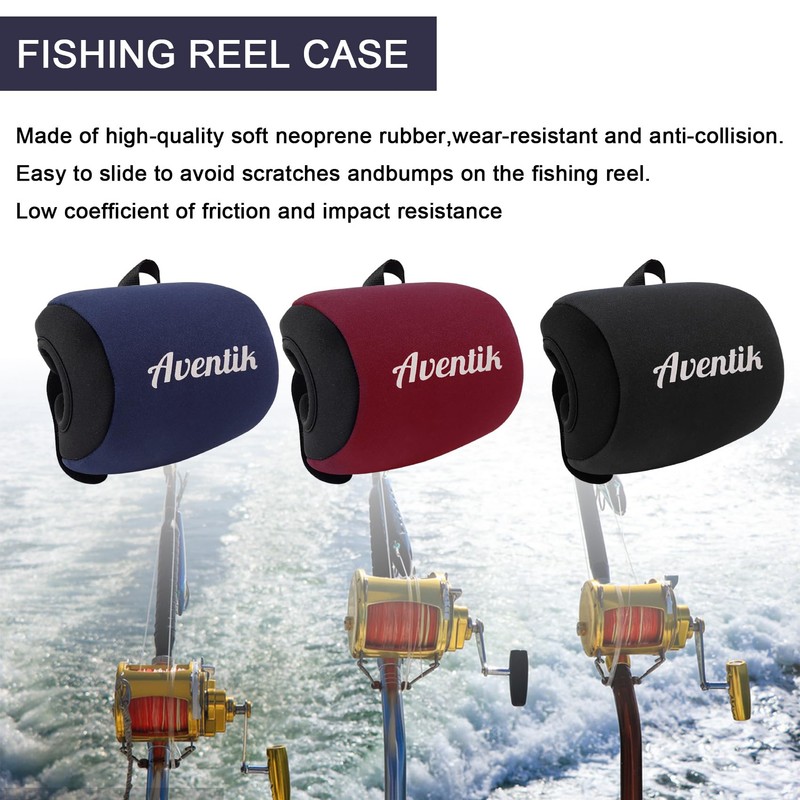 Aventik Neoprene Fishing Reel Cover Pouch Round Baitcasting Trolling Reels