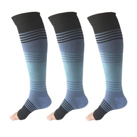 Open Toe Compression Stockings 3 Pairs 20-25mmHg Close-Toe Graduated Compression Socks Sleeve