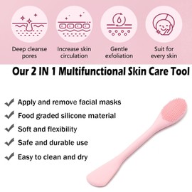 2 PCS Facial Cleansing Brush,2 in 1 Silicone Face Mask Brush for Exfoliating,Massaging,Remove Blackheads,Deep Pore Cleansing,DIY Mask