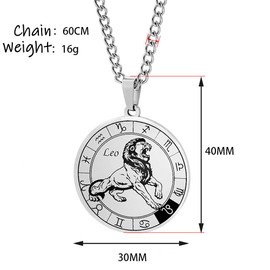 Collar con Cadena y Colgante de Constelación del Zodiaco de Acero Inoxidable con Disco Redondo y Signo del Zodiaco para Mujeres y Hombres, Regalo de Cumpleaños, Estrás