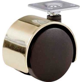 Shepherd Hardware 9725 2-Inch Office Chair Caster, Twin Wheel, 1-1/2-Inch Sq. Plate, 75-Lb Load Capacity, Bright Brass Hood