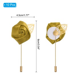 PATIKIL Rose Boutonnieres, 10 Pack Groom Wedding Boutonnieres Pocket Handmade Flower Lapel Pin Boutonnieres for Men Wedding Ceremony Party Prom, Gold