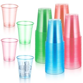 Exclaith 120 PCS Plastic Neon Cups 12 Oz Disposable Tumblers Neon Cups for Party Glowing Party Cup for Parties, Carnivals, and Any Events, Under UV Black Light for arties Decorations