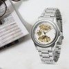 WINNER Men Hollow Mechanical Waterproof Watch Wristwatch (White Dial Silver