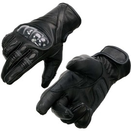 Milwaukee Leather Men's Leather Motorcycle Riding Hand Gloves - Color: MG7540-BLACK, Size: Medium