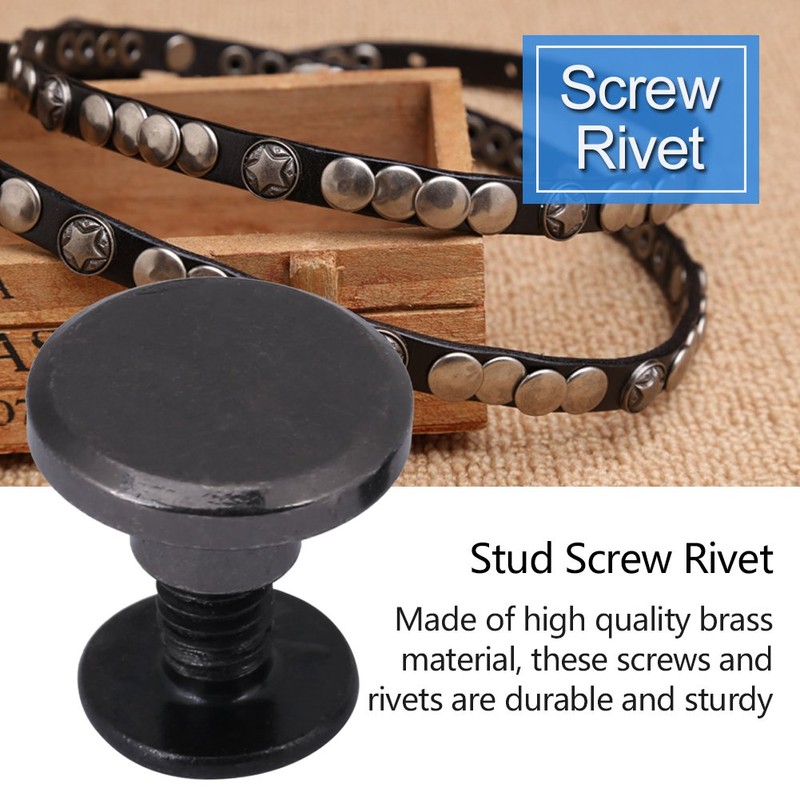 20 Sets of Book Screws, Screw Rivets for Leather, Brass