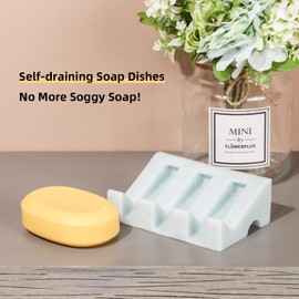 Marble Look Soap Dishes - Shower & Bathroom Soap Holder, White (Mint Green)