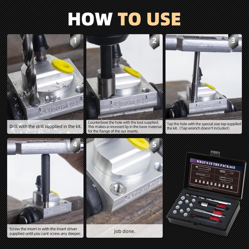 SENNMONN M6X1.0 Thread Repair Kit with 9.4mm Insert HSS Drill,