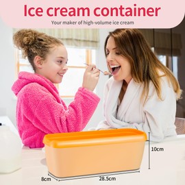 Boxdljh Ice Cream Containers Set of 2, 1.5 Quart Ice Cream Tub, Reusable Homemade Ice Cream Tubs with Stackable Freezer Storage Container for Yogurt, Sorbet, Gelato (Cyan+Orange=2Pack)