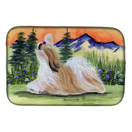 Caroline's Treasures SS8179DDM Shih Tzu Dish Drying Mat Absorbent Dish Drying Mat Pad for Kitchen Counter Dish Drainer Mat for Countertop, 14 x 21", Multicolor