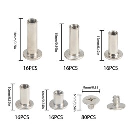 FOGAWA Pack of 160 Chicago Screws Book Screws M5 Binding Screws Screw Rivets with 5 Different Sizes Belt Screws Set with Assortment Box for Leather Decoration Bookbinding