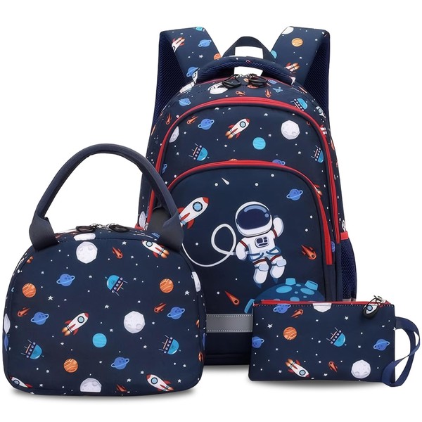 3PCS School Backpack for Boys Prints Kids Backpack Set Shoolbags