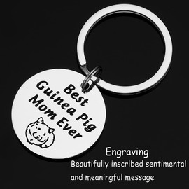 Ahaeth Jewelry Guinea Pig Gifts Keychain for Women for Guinea Pig Lovers Guinea Pig Jewelry Guienea Pigs Charm Birthday Keyring for Pet Mom Guinea Pig Keychain Silver