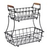 SunnyPoint 2-Tier Rectangle Countertop Fruit, Bread Wire Basket (Black, Metal)