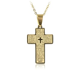 BDM Cross Pendant with Lord's Prayer Graduation Made of Hypoallergenic Stainless Steel Gold, Stainless Steel