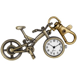 Realpoo Mini Cute Bike Bicycle Shape Pocket Watch for Men,Quartz Pocket Watches with Keychain
