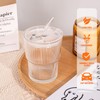 13oz/400ML Glass Tumbler with Straw and Lid Ribbed Vertical Ice