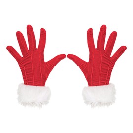 NICEYEA Women's Christmas Gloves Winter Warm Santa Red Velvet Gloves Party Mittens Velvet Cosplay Finger Gloves Christmas Women Gloves Christmas Woman Costume Accessories One Size, red C