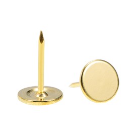sourcing map 30Pcs Upholstery Tacks, 11mmx17mm Flat Head Decorative Furniture Nails Thumb Tack for Furniture Sofa Headboards, Gold
