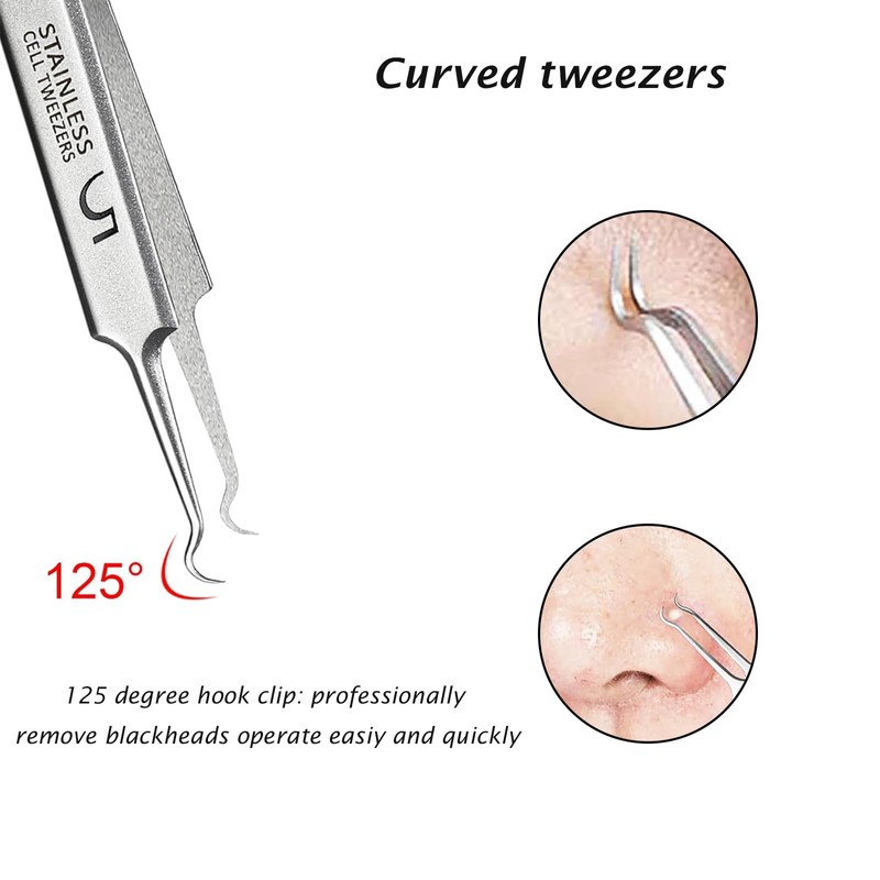 Ingrown Hair Tweezers, 5 Pcs Precision Blackhead Tweezers, Exquisite Black