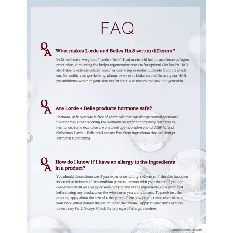 Lorde + Belle HA3+ Peptide Serum 1 Fl Oz NIB