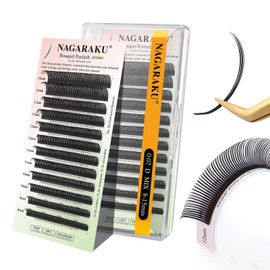 NAGARAKU Bouquet Eyelashes Extensions Air Series Premade Volume Spike Lashes 0.07mm D Curl 8mm-15mm Mix Length Roots with Light Glue Fan/Wet Set/Anime/Manga Styles Lashes