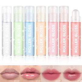 6 Stück Lippenöl & Gloss Kit, Roll On Lipgloss Set, Feuchtigkeitscreme Glänzendes Lippen-Make-up, Schimmer Lip Glow Öl, Feuchtigkeitsspendende, Aufpolsternde Lippenpflege mit Perle & Schimmer