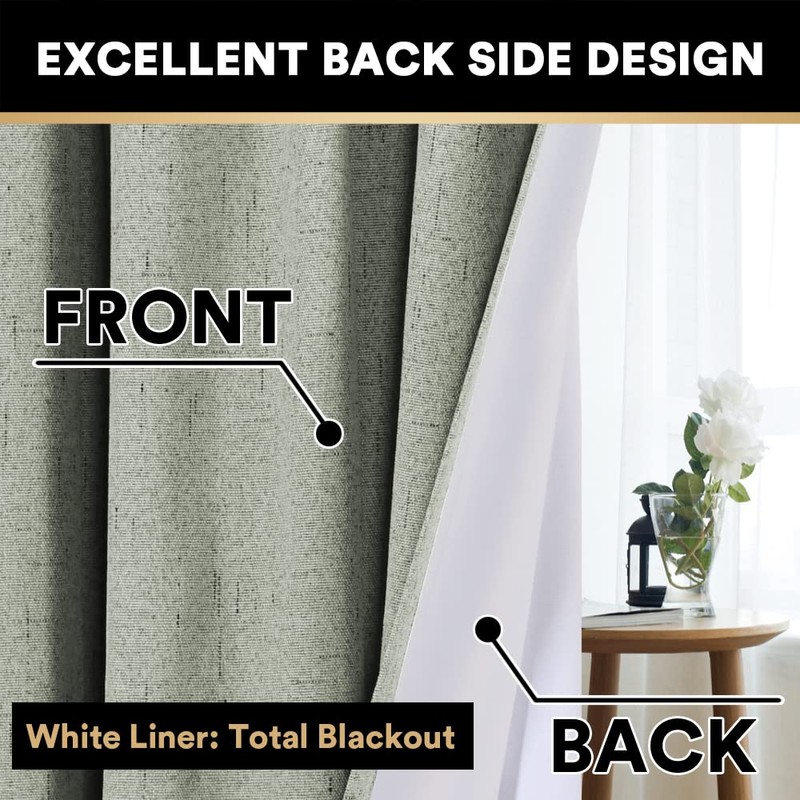 PrinceDeco Natural Linen Curtains 45 inches for Small Window Rod