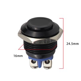 GisWell 16 mm Round Start Button, Metal Push Switch, Waterproof Button, Current Push Switch, Waterproof Button for Car and Household Appliances, Black