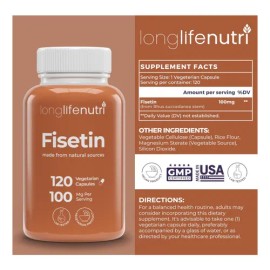 Fisetina 100mg Enfoque & Protección Antiedad 120 Americano