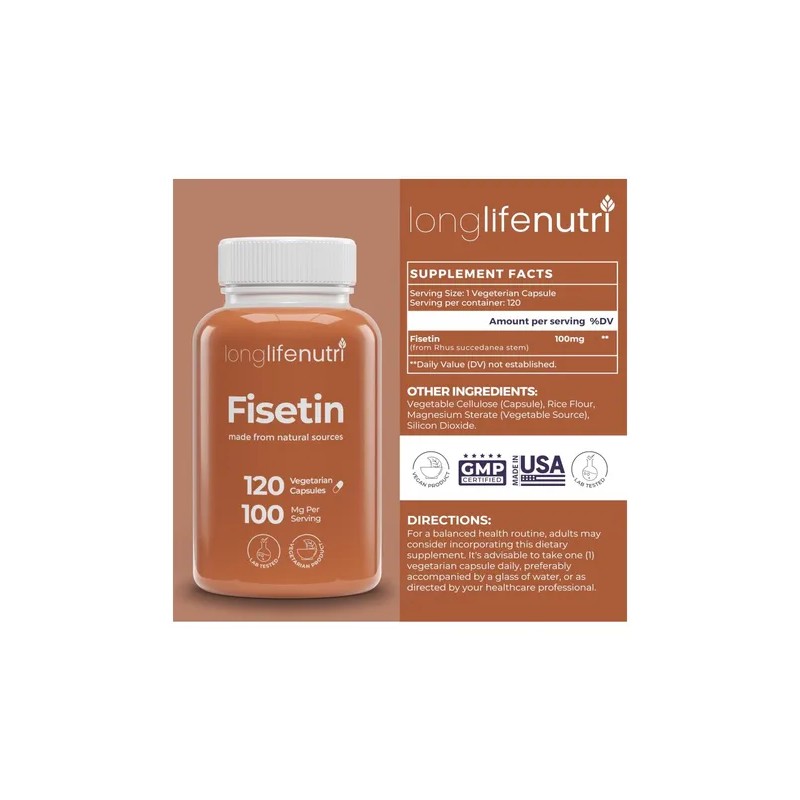 Fisetina 100mg Enfoque & Protección Antiedad 120 Americano