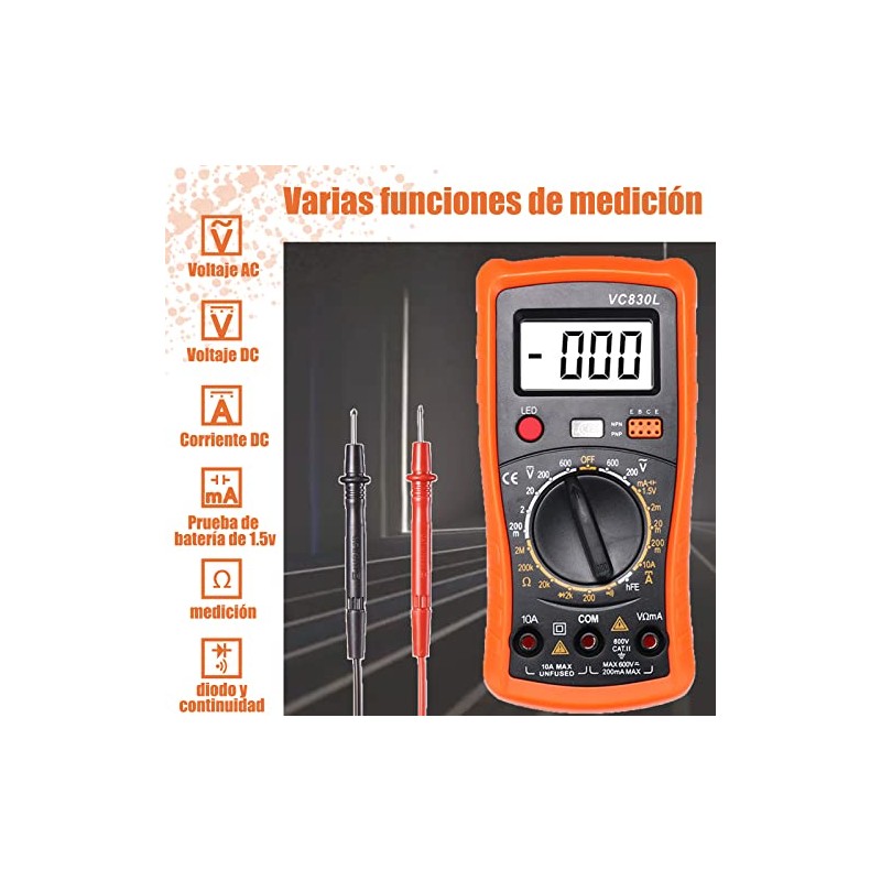 HEKE Multímetro Digital, Profesional Portátil Voltimetro para Medir Continuidad, Tensión