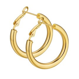 Gold Hoop Earrings Hypoallergenic 30mm Comfy Cute Small Round Earrings Women Teen Girls