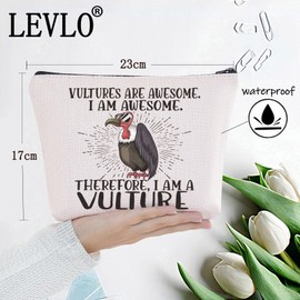 LEVLO Vulture Cosmetic Makeup Bag Vulture Lover Gift Vultures Are Awesome Makeup Zipper Pouch Bag For Vulture Fans (Vultures Are Awesome)