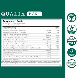 Suplemento Qualia NAD — Clínicamente probado para aumentar el NAD+ hasta un 67%. Envejecimiento optimizado, energía, concentración. Ingredientes poten