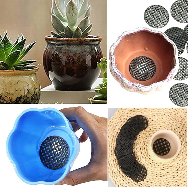SquEqu 200 Pack Plant Pots Hole Mesh Pad Plastic Flower