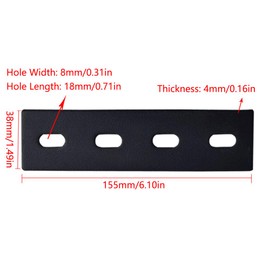5 Pcs Metal Brackets, 6 Inch Heavy Duty Mending Plate Flat Straight Metal Repair Fixing Bracket Connector for Furniture, Cabinets, Shelves (Black)